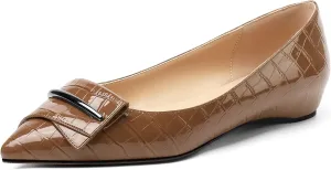 Eldof Loafer Flats for Women Pointed Toe Slip On Comfortable Ballet Flats Shoes with Bow for Office Casual Work Dress