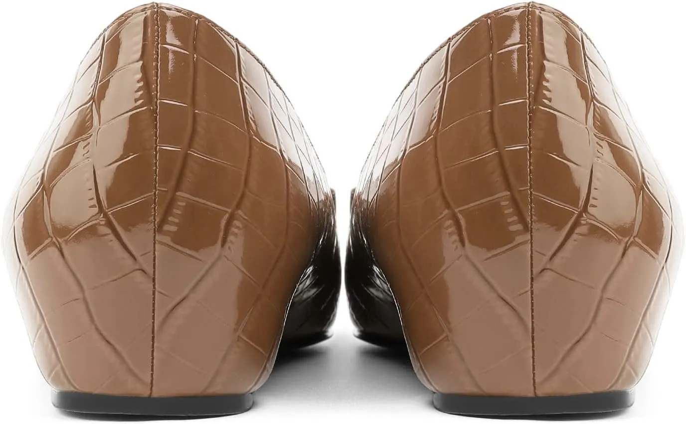 Eldof Loafer Flats for Women Pointed Toe Slip On Comfortable Ballet Flats Shoes with Bow for Office Casual Work Dress
