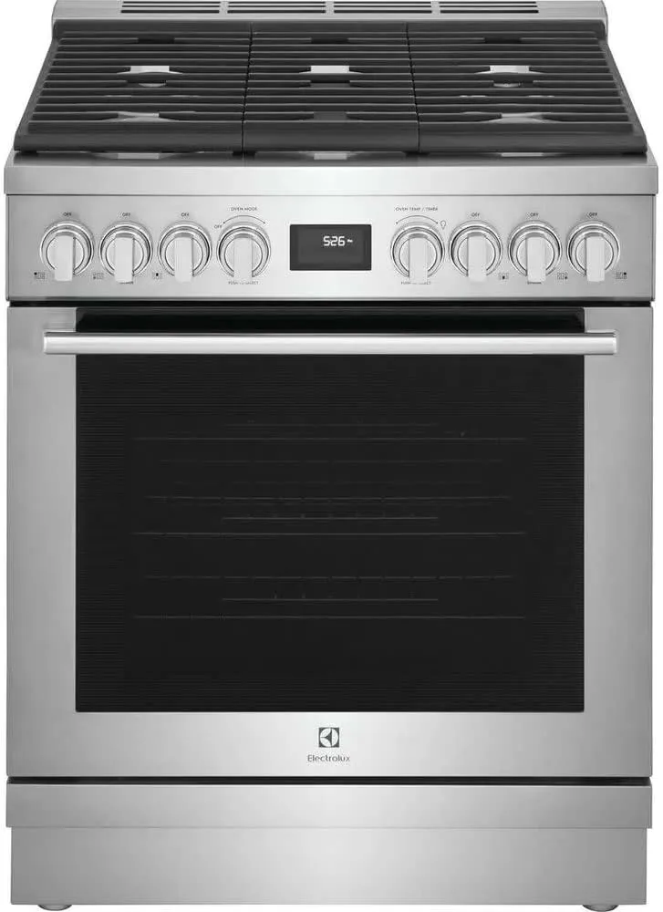 Electrolux ECFD3068A 30 Inch Wide 4.6 Cu. Ft. Free Standing Dual Fuel Range with Dual Brass Power Burners - Stainless Steel