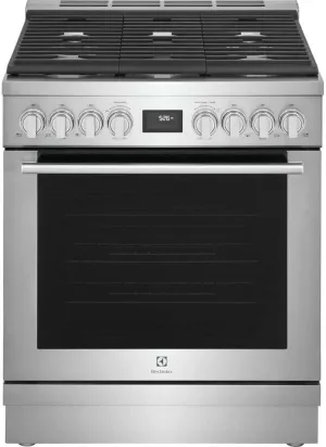 Electrolux ECFD3068A 30 Inch Wide 4.6 Cu. Ft. Free Standing Dual Fuel Range with Dual Brass Power Burners - Stainless Steel