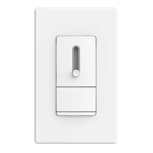 ELEGRP Slide Dimmer Switch for Dimmable LED, CFL and Incandescent Light Lamp Bulbs, Single Pole or 3-Way, Full Control with Preset, Rocker Paddle, Wall Plate Included, UL Listed (1 Pack, Matte White)