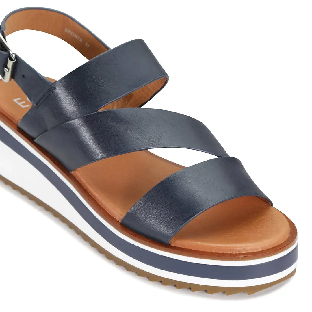 EOS Sports Navy Leather Sandal