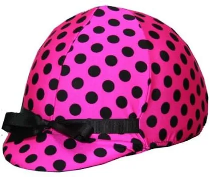 Equestrian Riding Helmet Cover - Polka Dots on Hot Pink