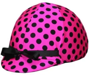 Equestrian Riding Helmet Cover - Polka Dots on Hot Pink