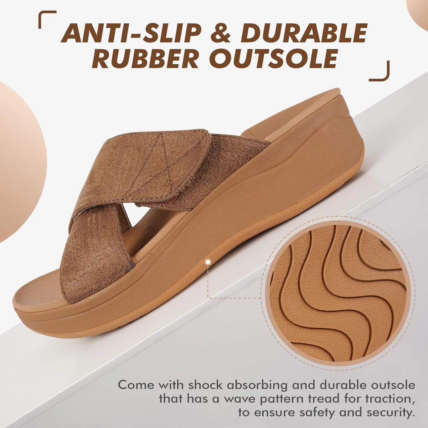 ERGOfoot Orthopedic Sandals for Women, Comfortable Womens Wedge Sandals with Arch Support, Fashion Dressy Summer platform slide sandals with Non Slip Rubber Sole