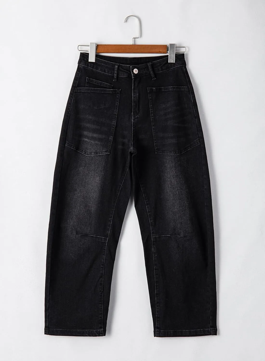 EVALESS Womens Baggy Barrel Jeans High Waisted Wide Leg Boyfriend Denim Ankle Pants