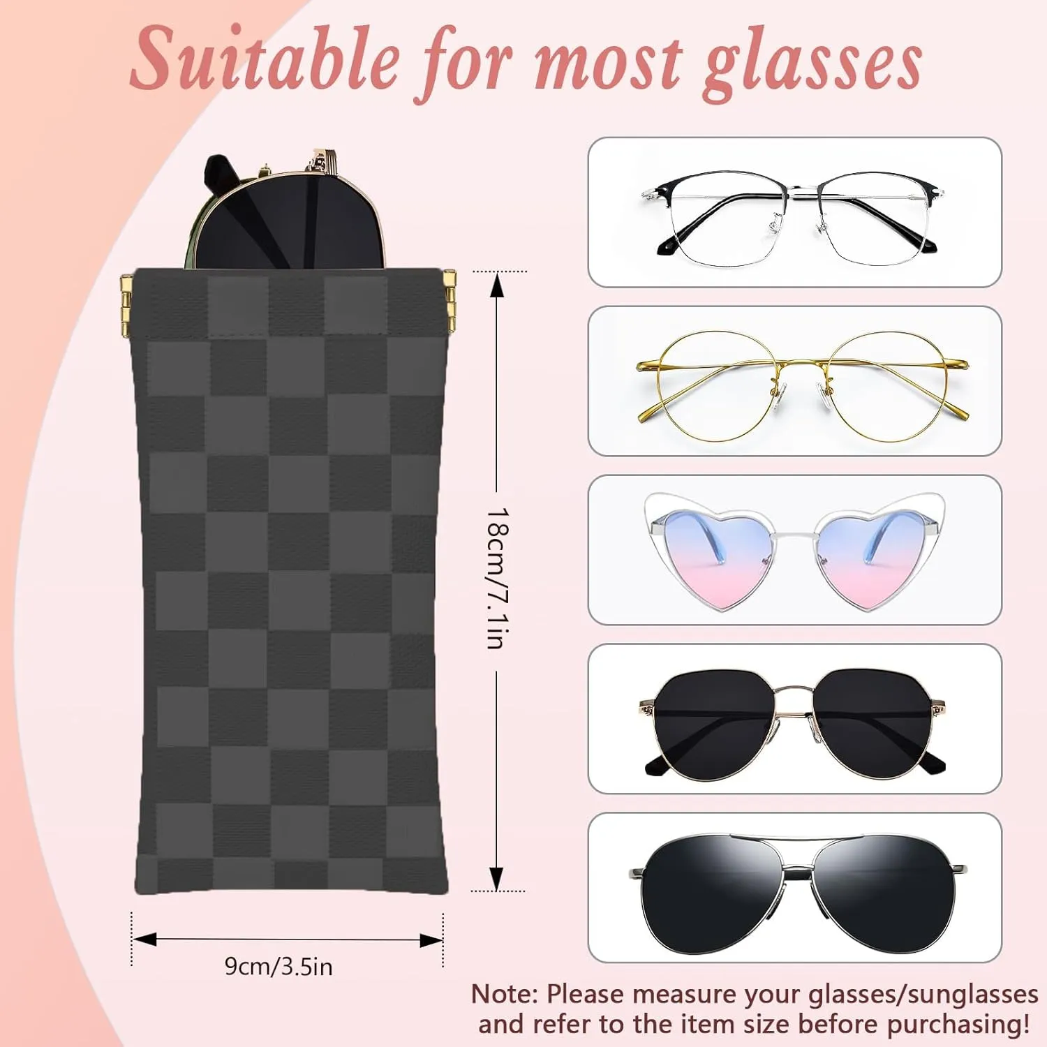 eyeglasses bag Soft Glasses bag, Portable Squeeze Top Sunglasses Case Travel for Women Girls