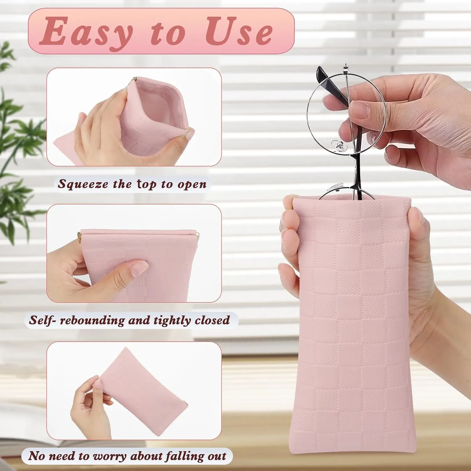 eyeglasses bag Soft Glasses bag, Portable Squeeze Top Sunglasses Case Travel for Women Girls