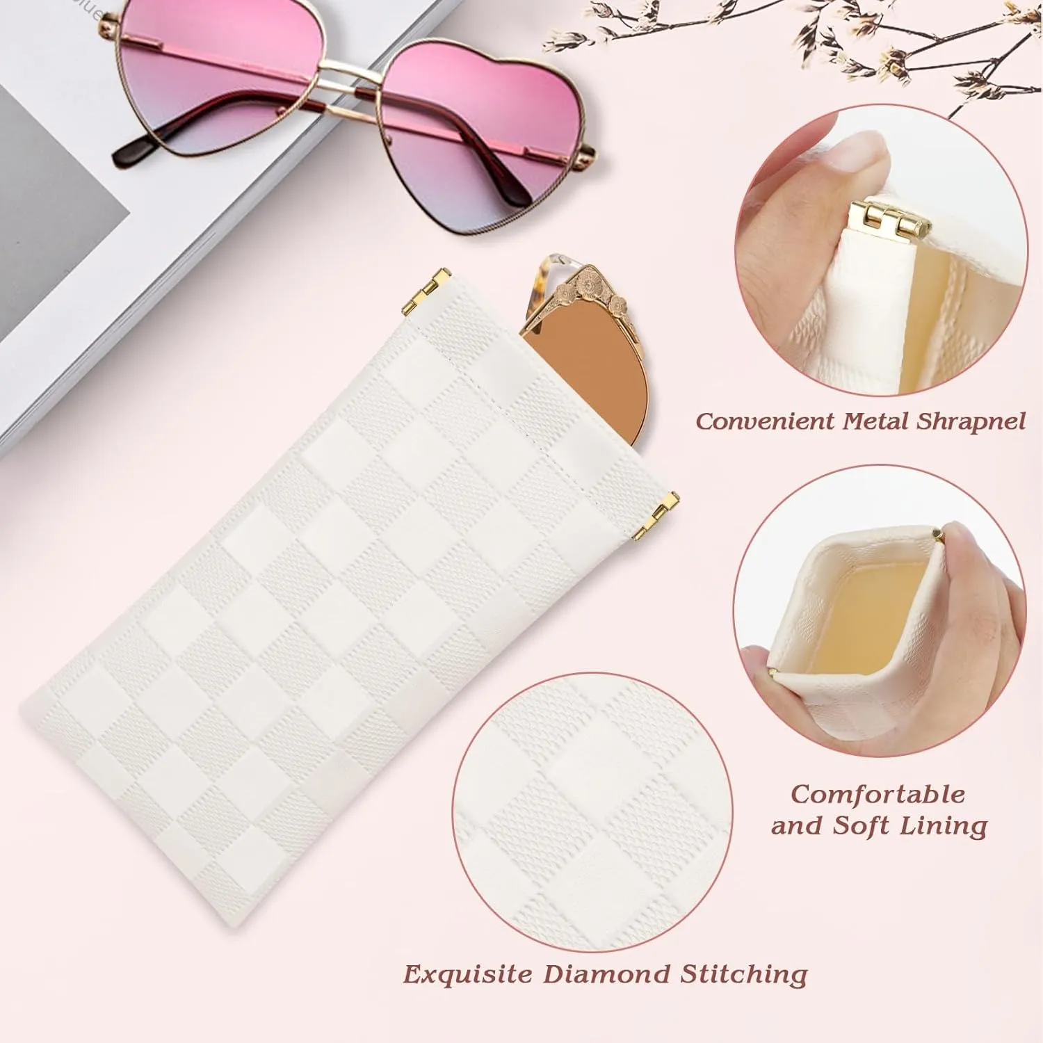 eyeglasses bag Soft Glasses bag, Portable Squeeze Top Sunglasses Case Travel for Women Girls