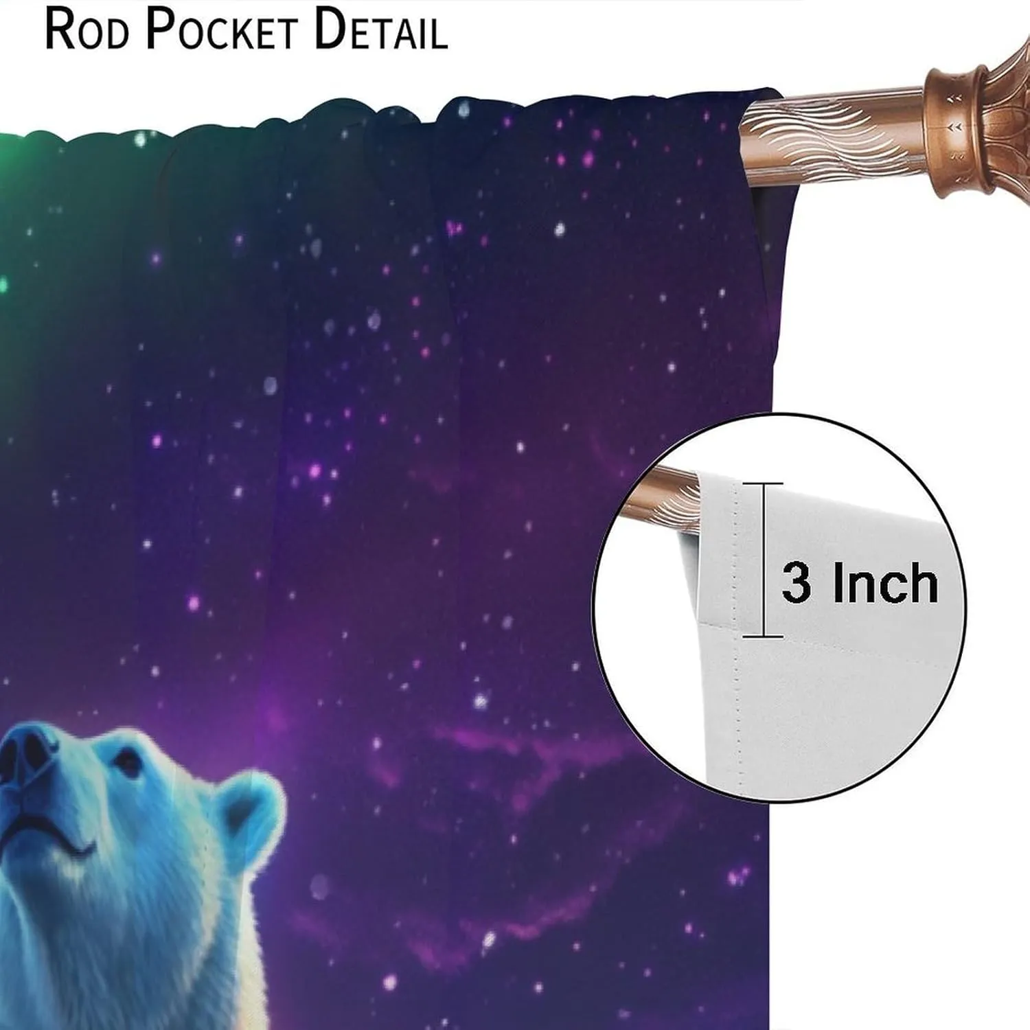 Fantasy Northern Lights Blackout Curtains for Living Room Bedroom, Polar Bear Ice Field Scenery Rod Pocket Curtains Thermal Insulated Window Drapes, 2 Panels/Each 21" W x 45" L
