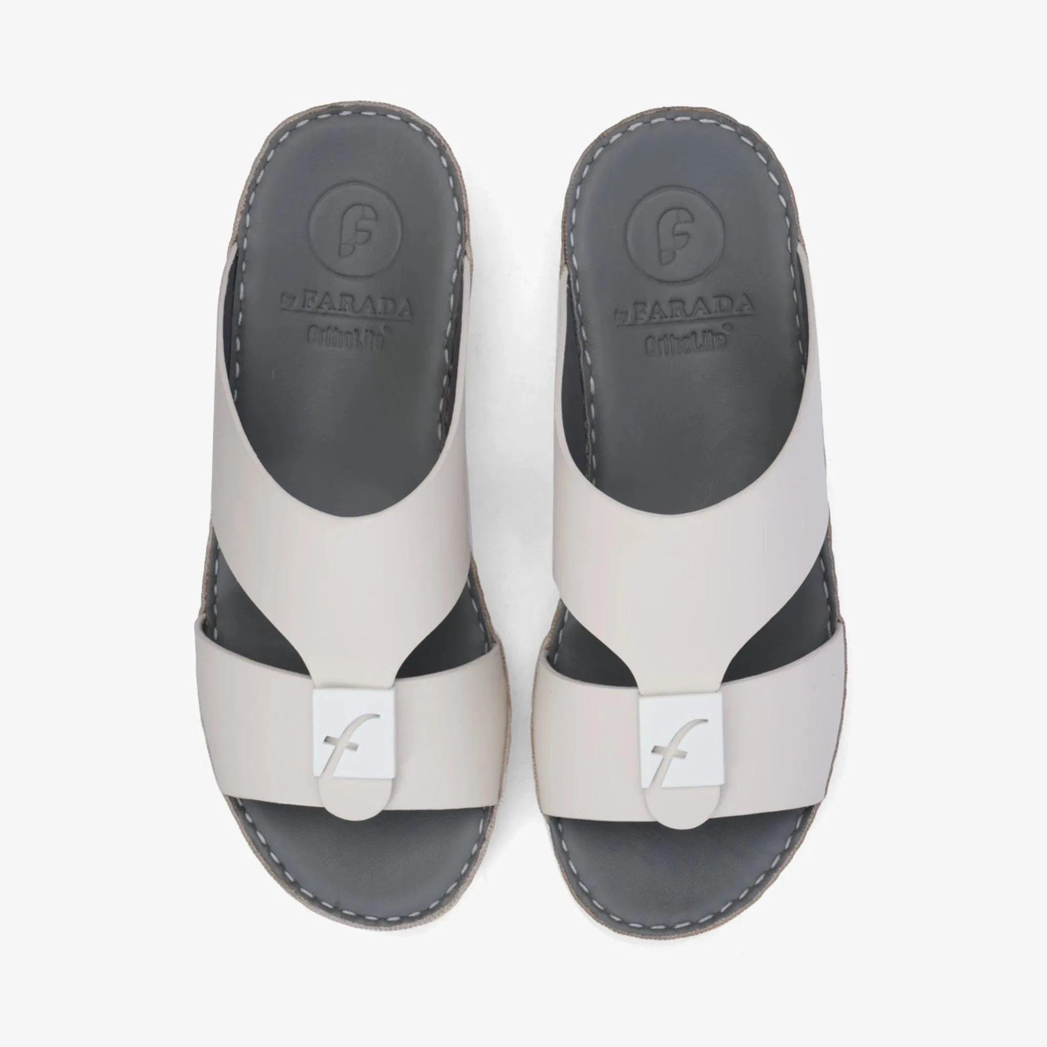 FARADA MATTE LEATHER SANDALS WITH FANCY TRIM LIGHT-BEIGE