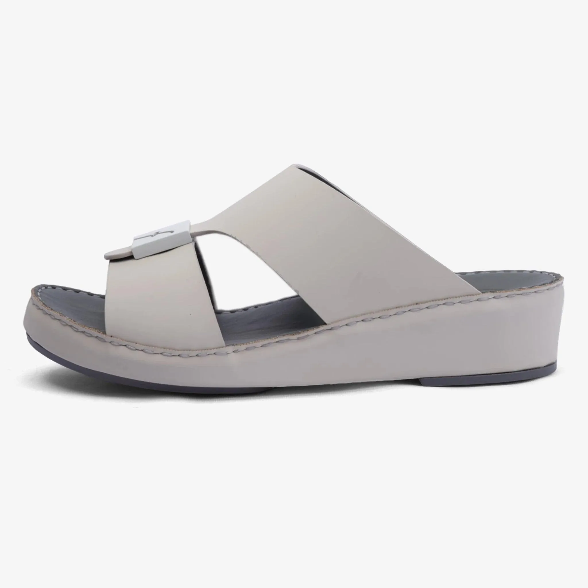 FARADA MATTE LEATHER SANDALS WITH FANCY TRIM LIGHT-BEIGE