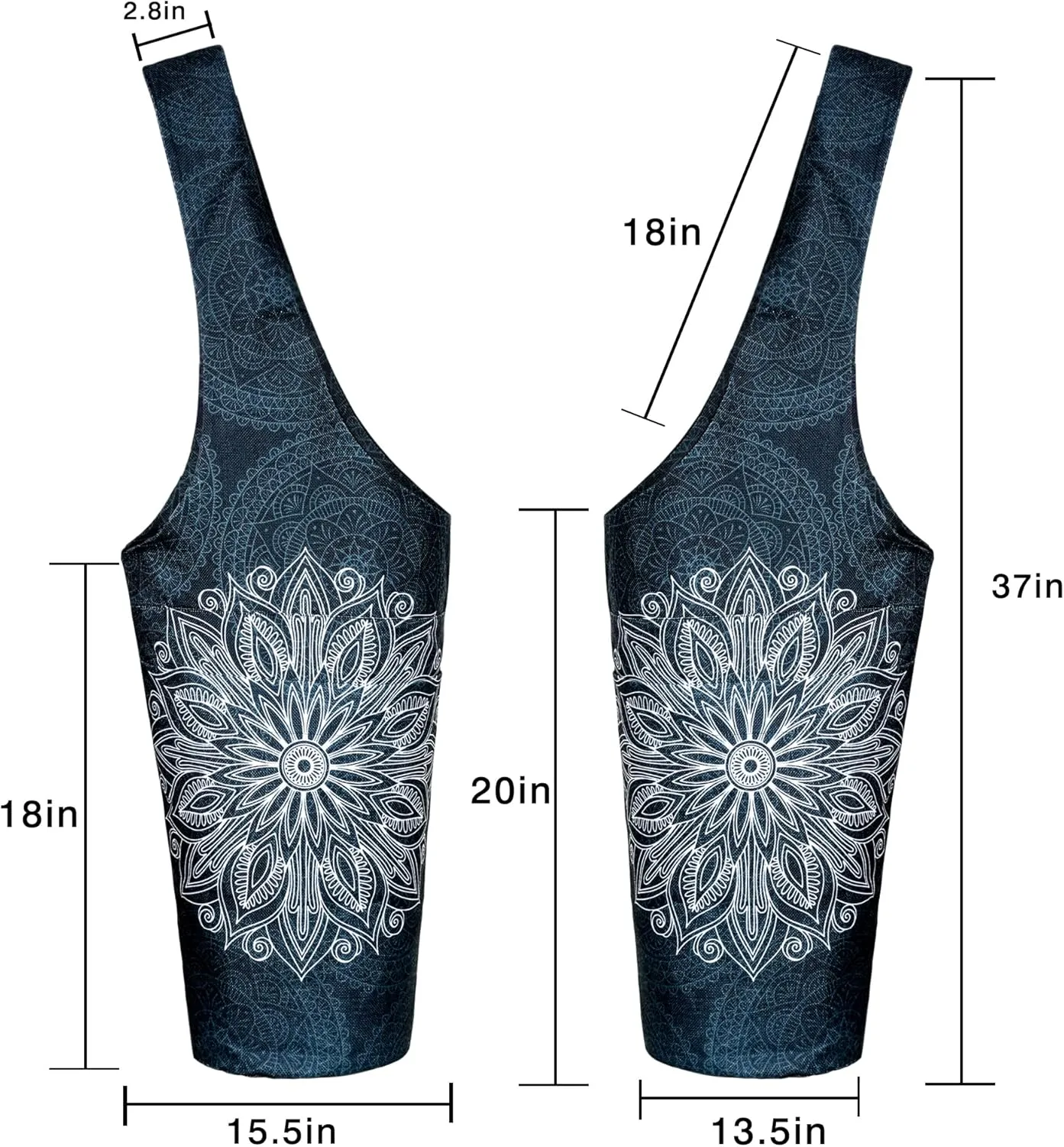 Fashion Printed Yoga Mat Bag with Large Side Pocket & Zipper Pocket Long Tote Yoga Bag Fit Most Size Mats - Holds More Yoga Accessories