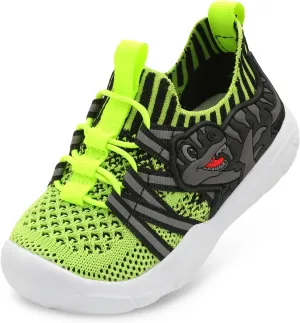 FEETCITY Toddler Shoes Boys Girls Walking Shoes Toddler Slip On Shoes Wide Kids Tennis Shoes Lightweight Toddler Dinosaur Shoes Baby Sneakers