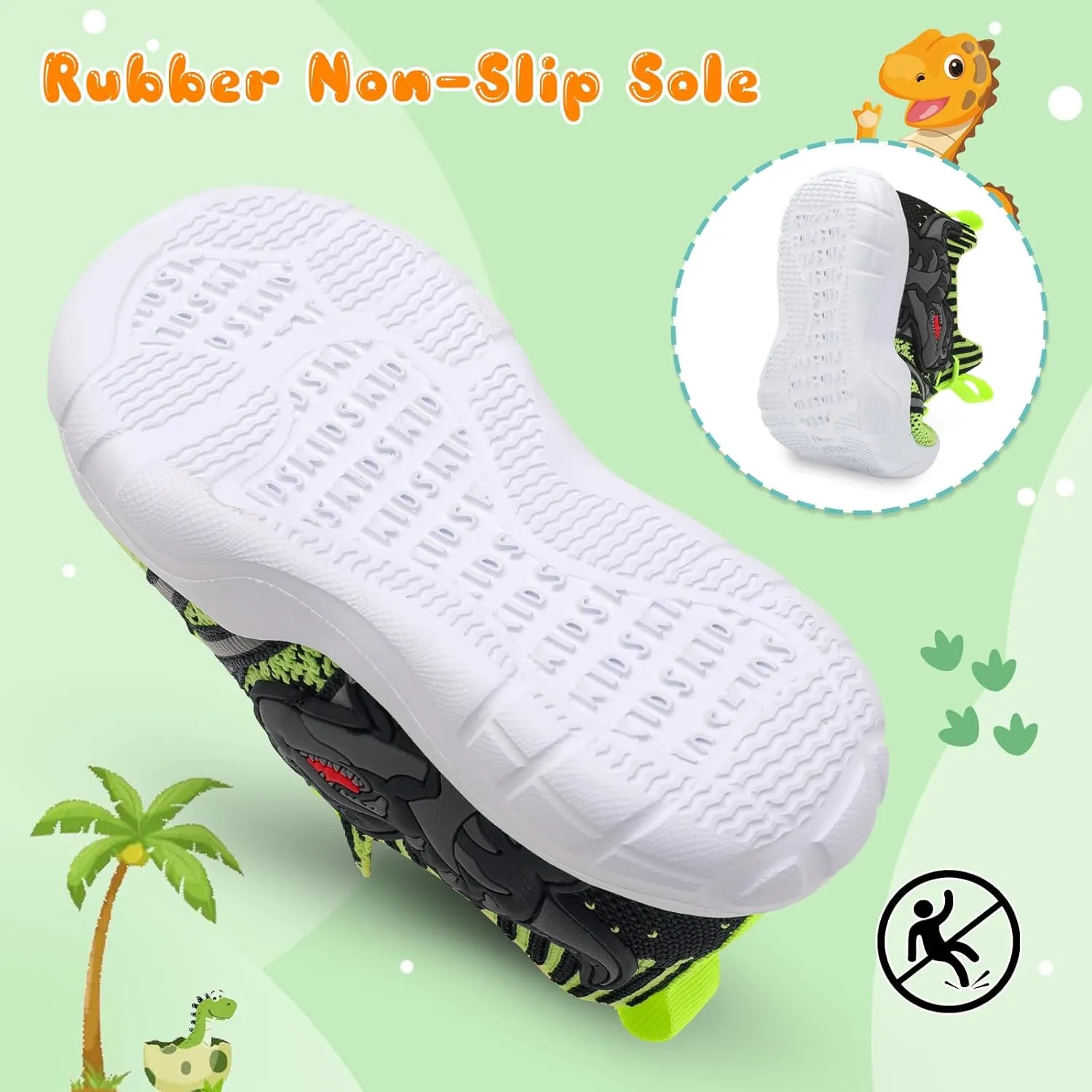 FEETCITY Toddler Shoes Boys Girls Walking Shoes Toddler Slip On Shoes Wide Kids Tennis Shoes Lightweight Toddler Dinosaur Shoes Baby Sneakers