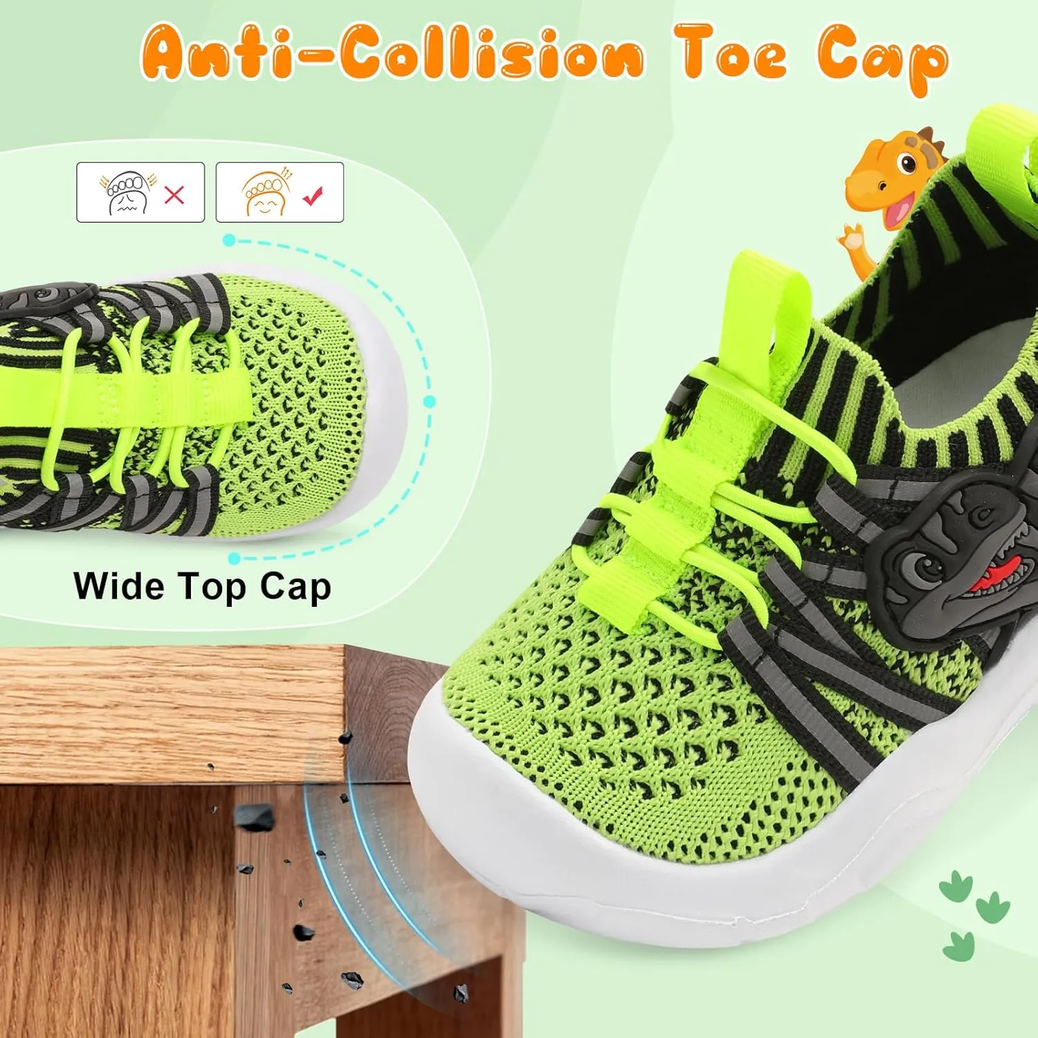 FEETCITY Toddler Shoes Boys Girls Walking Shoes Toddler Slip On Shoes Wide Kids Tennis Shoes Lightweight Toddler Dinosaur Shoes Baby Sneakers