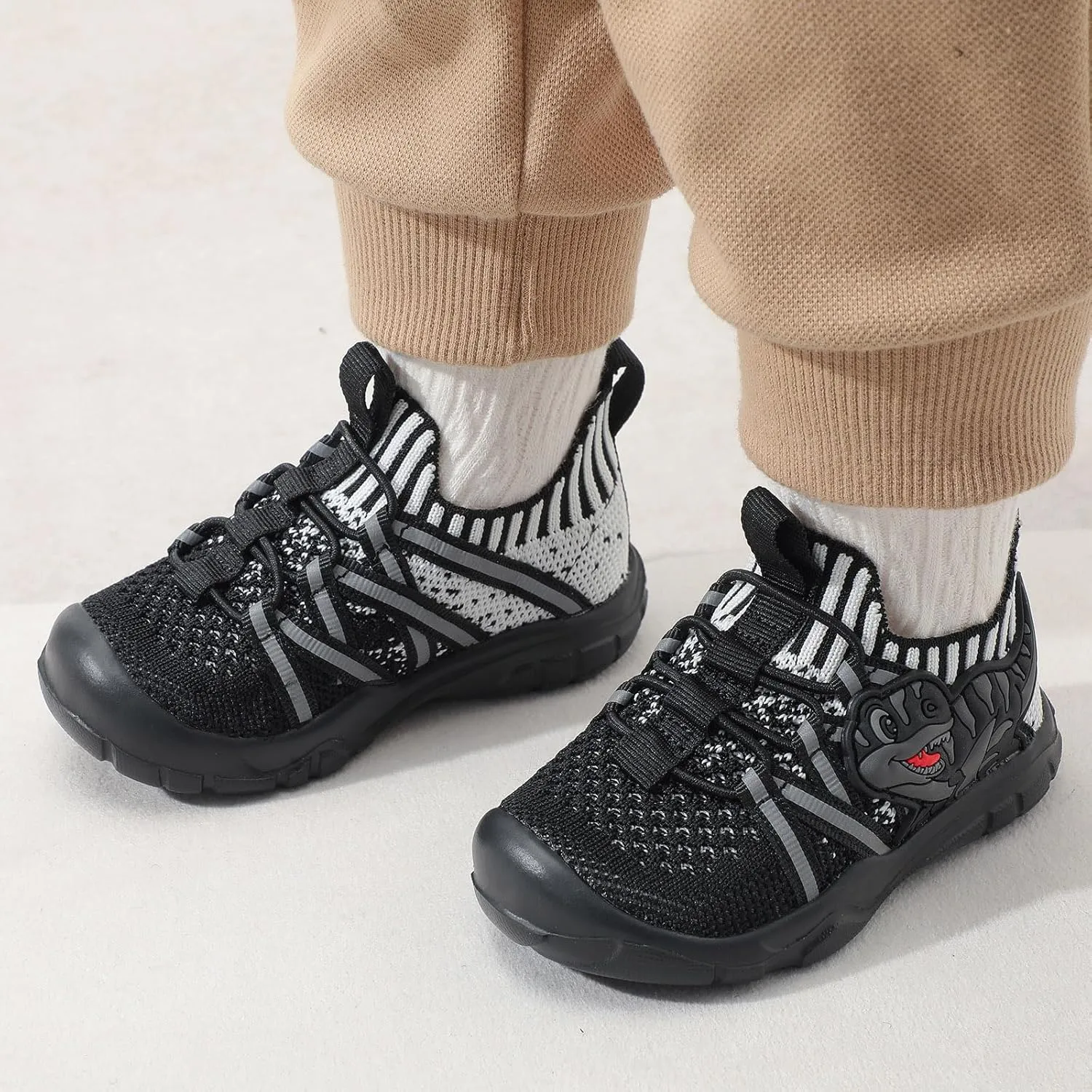 FEETCITY Toddler Shoes Boys Girls Walking Shoes Toddler Slip On Shoes Wide Kids Tennis Shoes Lightweight Toddler Dinosaur Shoes Baby Sneakers