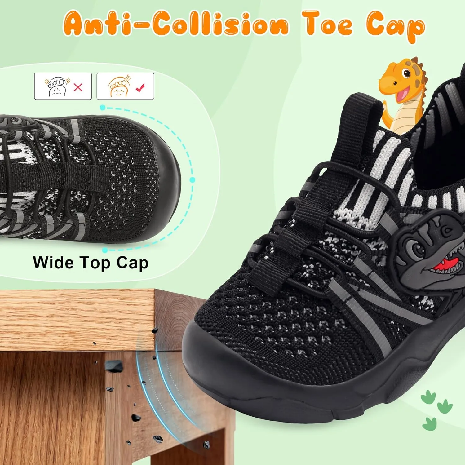 FEETCITY Toddler Shoes Boys Girls Walking Shoes Toddler Slip On Shoes Wide Kids Tennis Shoes Lightweight Toddler Dinosaur Shoes Baby Sneakers