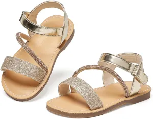 Felix & Flora Toddler Girl Sandals - Flower Girl Dress Shoes Open Toe Little Kid Summer Flats
