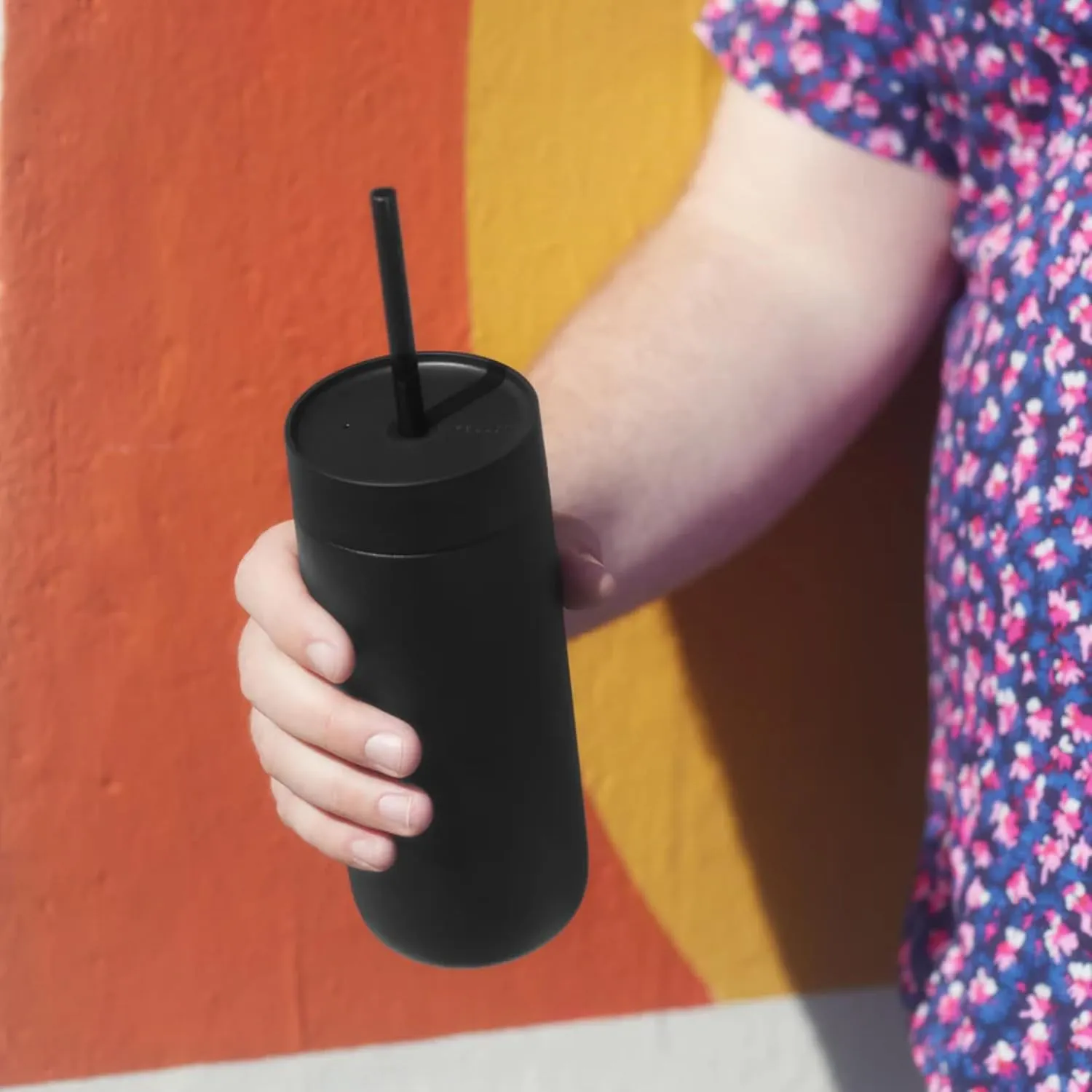 Fellow 20 oz Carter Cold Water Bottle for Water, Iced Tea, Coffee, Smoothies, Iced Coffee & more - Stainless Steel Vacuum-Insulated Iced Coffee tumbler with Spill Resistant lid and straw - Matte Black