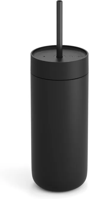 Fellow 20 oz Carter Cold Water Bottle for Water, Iced Tea, Coffee, Smoothies, Iced Coffee & more - Stainless Steel Vacuum-Insulated Iced Coffee tumbler with Spill Resistant lid and straw - Matte Black