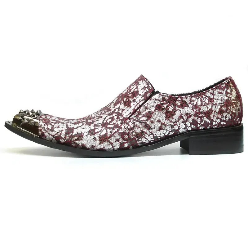 Fiesso FI-6842 Red Silver Loafers