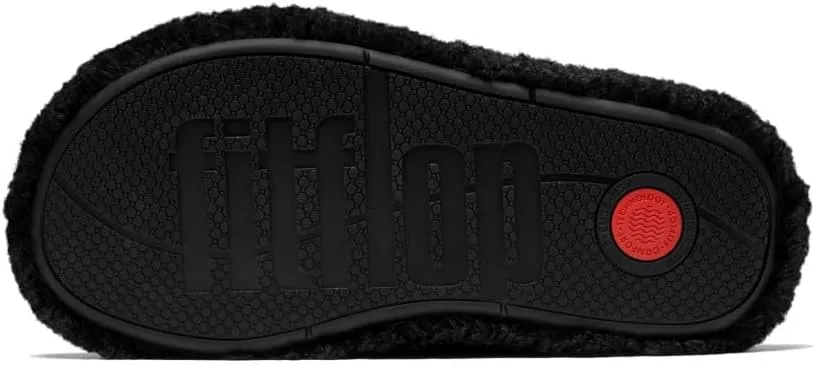 FitFlop Women's Iqushion D-Luxe Padded Teddy Cross Slides Wedge Sandal