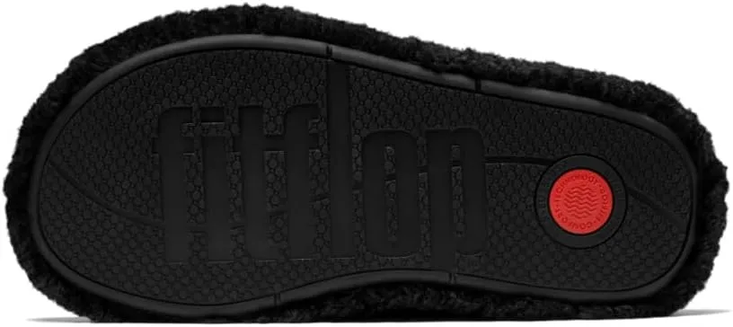 FitFlop Women's Iqushion D-Luxe Padded Teddy Cross Slides Wedge Sandal