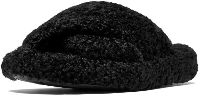 FitFlop Women's Iqushion D-Luxe Padded Teddy Cross Slides Wedge Sandal