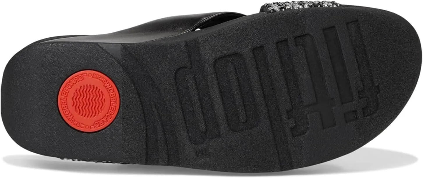 FitFlop Women's Lulu Crystal-Mix Metallic Cross Slides Wedge Sandal