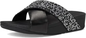 FitFlop Women's Lulu Crystal-Mix Metallic Cross Slides Wedge Sandal