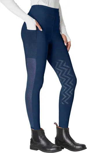 FitsT4 Sports Women's Horse Riding Pants Knee-Patch Riding Tights Ventilated Mesh Equestrian Breeches with Pockets