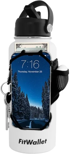 FitWallet™ – Water Bottle Phone Holder & Pouch | Water Bottle Carrier with Strap for Gym, Running & Travel | Securely Holds Phone, Keys & Headphones