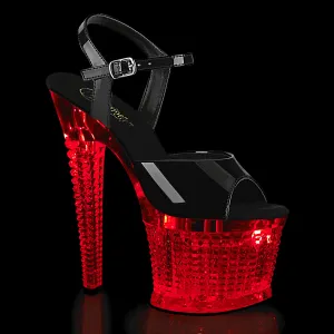 FLASHDANCE-709SPEC Black/Clear Light-Up Platform Heels