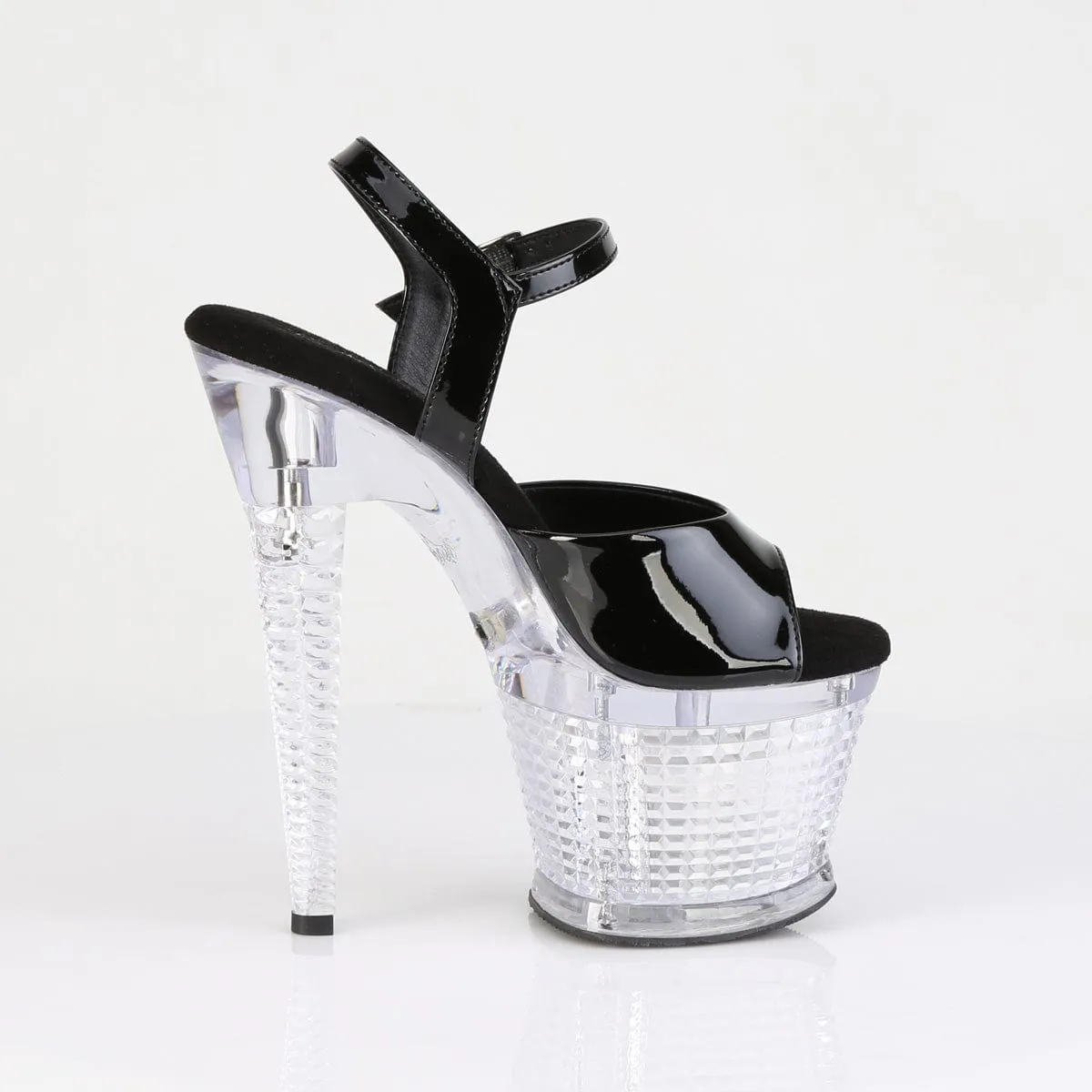 FLASHDANCE-709SPEC Black/Clear Light-Up Platform Heels
