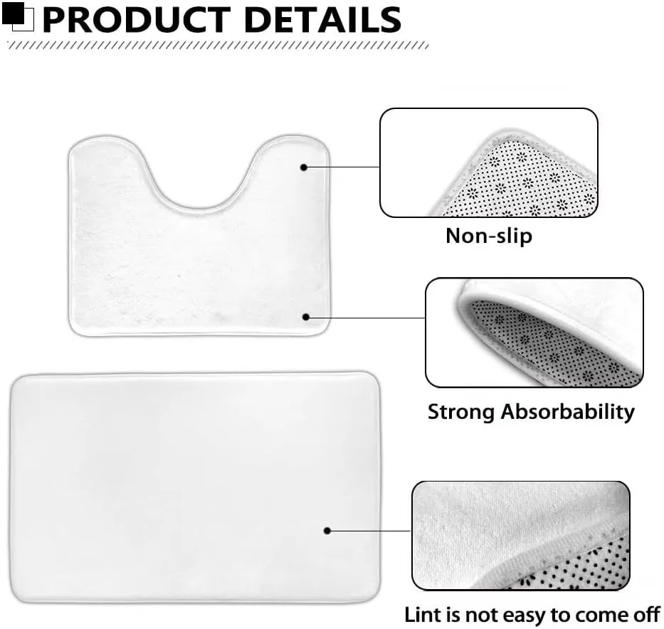Flashideas Blue Marble Print Bathroom Rug Set - Bath Rug   Contour Mat   Toilet Seat Cover - Non-Slip, Super Absorbent, Machine Washable Bath Carpet
