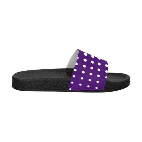 Flip-Flop Sandals, Purple and White Dotted Style Women's Slides