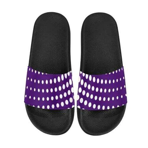 Flip-Flop Sandals, Purple and White Dotted Style Women's Slides