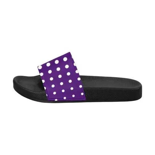 Flip-Flop Sandals, Purple and White Dotted Style Women's Slides