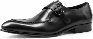 Formal Shoes Dress Oxford for Men Slip On Pointed Toe Genuine Leather Split Toe Monk Strap Rubber Sole Non Slip Anti-Slip Slip Resistant Block Heel