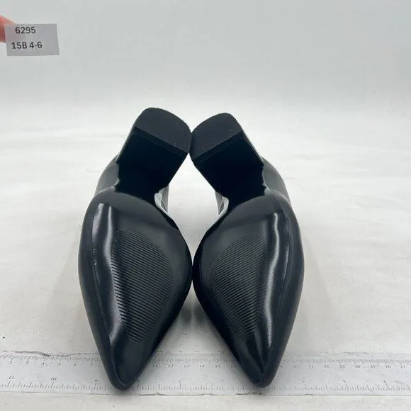 FOWT Black Loafer Pointed Toe Pump Chunky Heels Comfortable Slip On Loafers