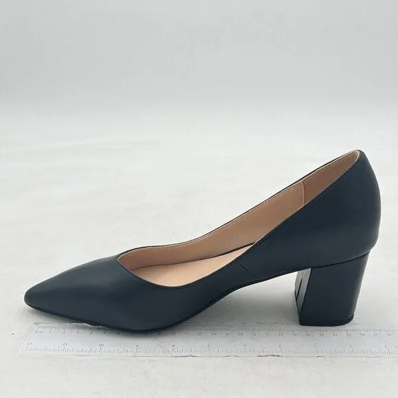 FOWT Black Loafer Pointed Toe Pump Chunky Heels Comfortable Slip On Loafers