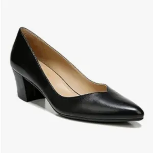 FOWT Black Loafer Pointed Toe Pump Chunky Heels Comfortable Slip On Loafers