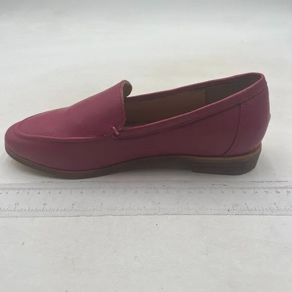FOWT Fuchsia Wide Width Loafer Shoes Slip On High Block Stripped Heel Loafer
