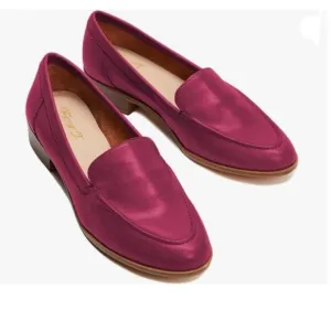 FOWT Fuchsia Wide Width Loafer Shoes Slip On High Block Stripped Heel Loafer