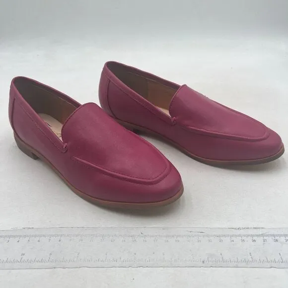 FOWT Fuchsia Wide Width Loafer Shoes Slip On High Block Stripped Heel Loafer