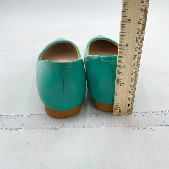 FOWT Turquoise Slip On Block Stripped Heel Pointed Toe Loafer Driving Shoes