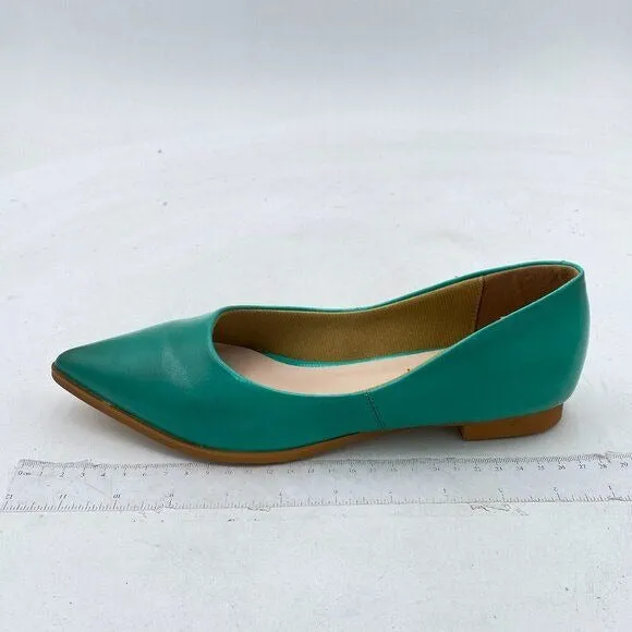 FOWT Turquoise Slip On Block Stripped Heel Pointed Toe Loafer Driving Shoes