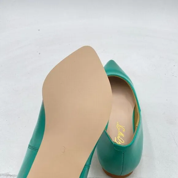 FOWT Turquoise Slip On Block Stripped Heel Pointed Toe Loafer Driving Shoes