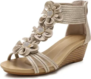 FRALOSHA Wedge Sandals for Women Open Toe Casual Summer Roman High Heel Breathable Beach Sandals